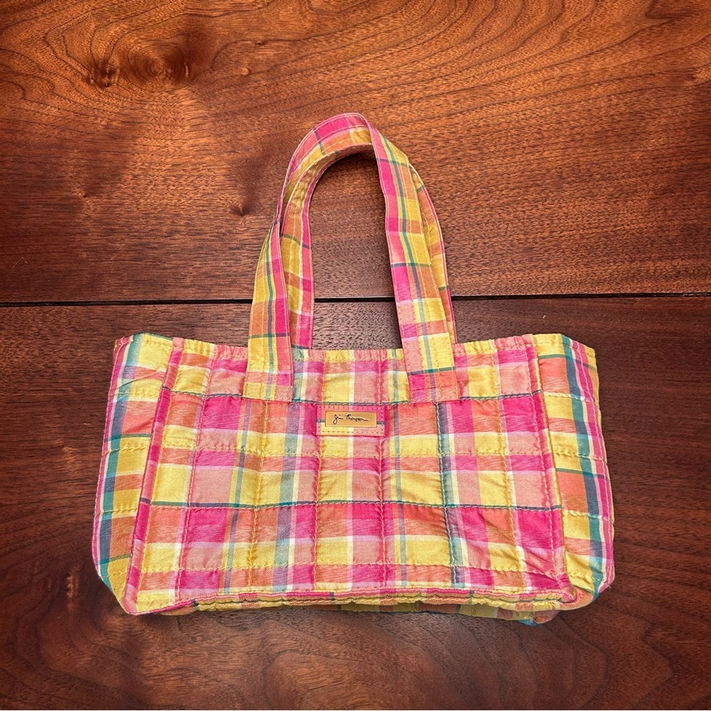 Vintage Pink Plaid Mini Tote Bag